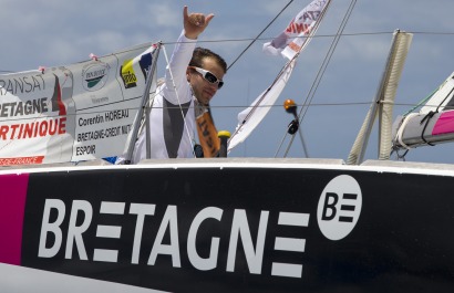 Corentin Horeau, skipper du Figaro Bretagne-Crédit Mutuel Espoir, 8eme de la Transat Bretagne-Martinique - Fort de France le 08/