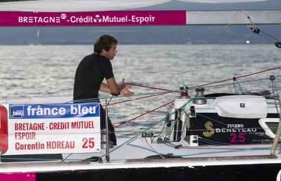 Corentin Horeau, skipper du Figaro Bretagne Credit Mutuel Espoir, 8eme de la 2eme etape de la Generali Solo 2013 entre Barcelone