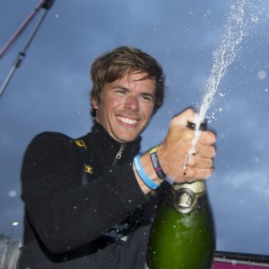 Sebastien Simon (Bretagne Credit Mutuel Espoir) Vainqueur de la 2eme etape de la Solitaire du Figaro - Eric Bompard cachemire en