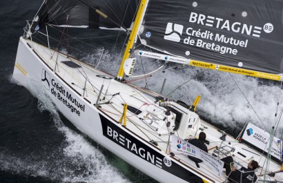 Sebastien Simon et Morgan Lagraviere a bord du Figaro Bretagne Credit Mutuel Performance - Transat AG2R La Mondiale 2018 - Conca