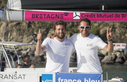 Pierre Rhimbault et Romain Attanasio, a bord du Figaro Bretagne Credit Mutuel Espoir, 13eme de la Transat AG2R La Mondiale 2018 