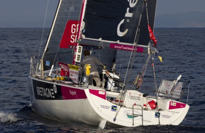 Les Figaros lors de la 1ere etape de la Generali Solo entre Cavalaire-sur-Mer et Barcelone - le 24/09/2013