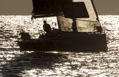 Les Figaros lors de la 1ere etape de la Generali Solo entre Cavalaire-sur-Mer et Barcelone - le 24/09/2013