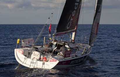 Les Figaros lors de la 1ere etape de la Generali Solo entre Cavalaire-sur-Mer et Barcelone - le 24/09/2013