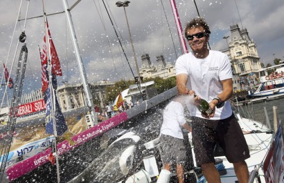 Corentin Horeau, 2eme de la 1ere etape de la Generali Solo entre Cavalaire-sur-Mer et Barcelone - le 24/09/2013