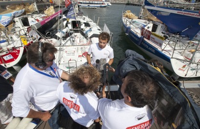 Corentin Horeau, 2eme de la 1ere etape de la Generali Solo entre Cavalaire-sur-Mer et Barcelone - le 24/09/2013