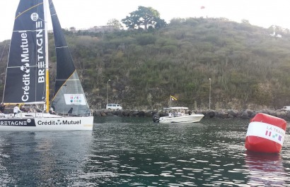 Michel Desjoyeaux et Corentin Horeau en Figaro lors de la Transat AG2R