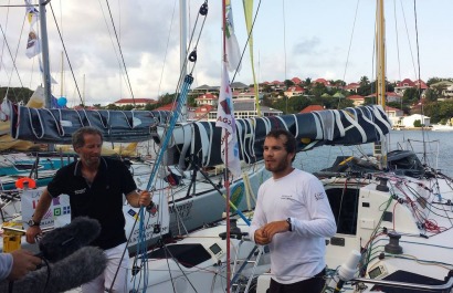 Michel Desjoyeaux et Corentin Horeau en Figaro lors de la Transat AG2R