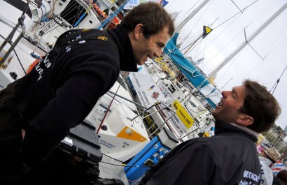 Michel Desjoyeaux et Corentin Horeau en Figaro lors de la Transat AG2R