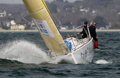 Michel Desjoyeaux et Corentin Horeau en Figaro lors de la Transat AG2R