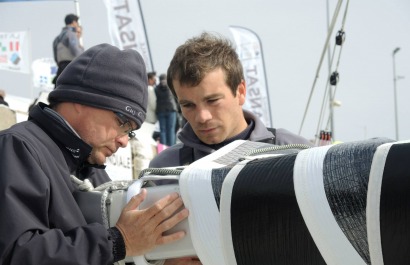 Michel Desjoyeaux et Corentin Horeau en Figaro lors de la Transat AG2R