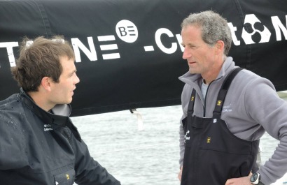 Michel Desjoyeaux et Corentin Horeau en Figaro lors de la Transat AG2R