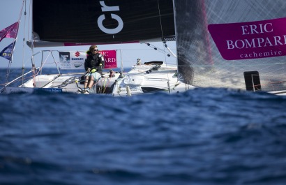 Sebastien SImon (Bretagne Credit Mutuel Espoir) lors de la 1ere etape de la Solitaire du Figaro Eric Bompard cachemire 2015 - Jo