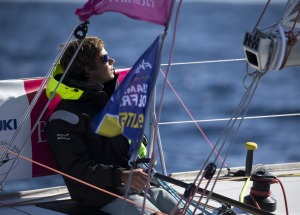 Sebastien SIMON (Bretagne Credit Mutuel Espoir) lors de la 1ere etape de la Solitaire du Figaro Eric Bompard cachemire 2015 - Jo