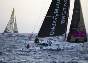 Les Figaros Beneteau lors de la 2eme etape de la Solitaire du Figaro - Eric Bompard cachemire entre Sanxenxo (Espagne) et La Cor