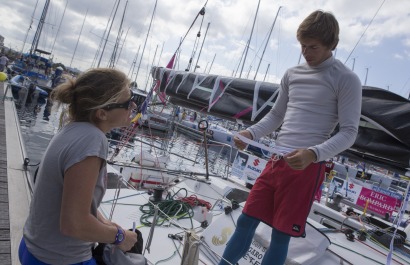 Les Figaros Beneteau avant le depart de la 2eme etape de la Solitaire du Figaro - Eric Bompard cachemire entre La Corogne (Espag