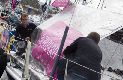 Les Figaros Beneteau avant le depart de la 2eme etape de la Solitaire du Figaro - Eric Bompard cachemire entre La Corogne (Espag