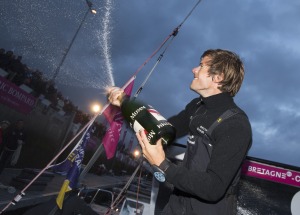 Sebastien Simon (Bretagne Credit Mutuel Espoir) Vainqueur de la 2eme etape de la Solitaire du Figaro - Eric Bompard cachemire en