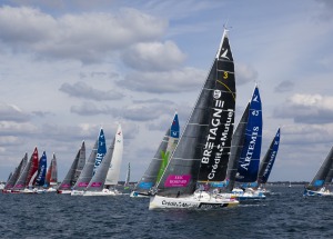 Depart de la 3eme etape de la Solitaire du Figaro - Eric Bompard cachemire entre La Cornouaille et Torbay (Angleterre) - Concarn