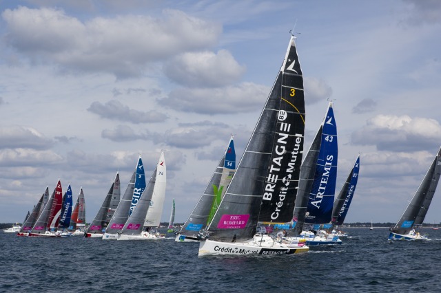 Depart de la 3eme etape de la Solitaire du Figaro - Eric Bompard cachemire entre La Cornouaille et Torbay (Angleterre) - Concarn