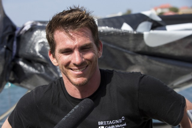 Sebastien Simon et Xavier Macaire, a bord du Figaro Bretagne Credit Mutuel Performance, 4eme de la Transat AG2R LA MONDIALE 2016