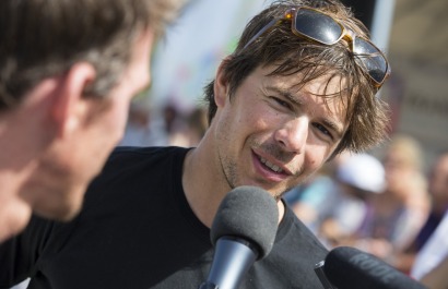 Sebastien Simon et Xavier Macaire, a bord du Figaro Bretagne Credit Mutuel Performance, 4eme de la Transat AG2R LA MONDIALE 2016