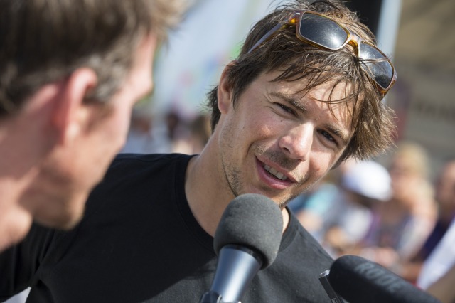 Sebastien Simon et Xavier Macaire, a bord du Figaro Bretagne Credit Mutuel Performance, 4eme de la Transat AG2R LA MONDIALE 2016