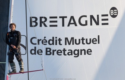 Port le Foret le 10 avril 2017, les Figaro Bretagne Crédit Mutuel avec Pierre Rhimbault (Bretagne Crédit Mutuel Espoir) et Sébas