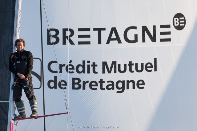 Port le Foret le 10 avril 2017, les Figaro Bretagne Crédit Mutuel avec Pierre Rhimbault (Bretagne Crédit Mutuel Espoir) et Sébas