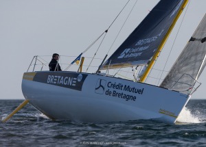 Port le Foret le 10 avril 2017, les Figaro Bretagne Crédit Mutuel avec Pierre Rhimbault (Bretagne Crédit Mutuel Espoir) et Sébas