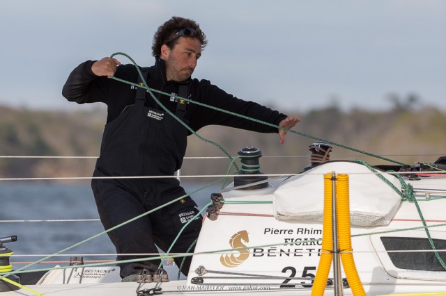 Port le Foret le 10 avril 2017, les Figaro Bretagne Crédit Mutuel avec Pierre Rhimbault (Bretagne Crédit Mutuel Espoir) et Sébas