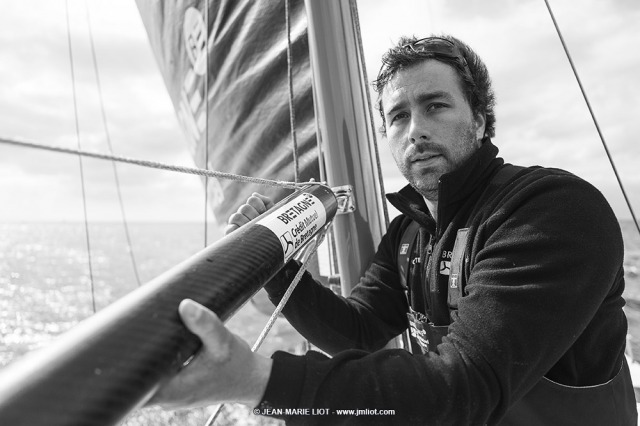 Port le Foret le 10 avril 2017, les Figaro Bretagne Crédit Mutuel avec Pierre Rhimbault (Bretagne Crédit Mutuel Espoir) et Sébas