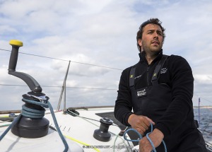Port le Foret le 10 avril 2017, les Figaro Bretagne Crédit Mutuel avec Pierre Rhimbault (Bretagne Crédit Mutuel Espoir) et Sébas