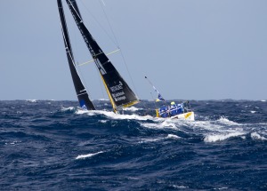 Sebastien Simon (Bretagne CMB Performance) lors de la 1ere etape de la Solitaire Urgo Le Figaro 2017 entre Bordeaux et