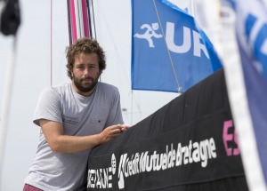 Pierre Rhimbault, skipper du Figaro Bretagne Credit Mutuel Espoir - Solitiare Urgo Le Figaro 2017 - Gijon le 08/06/2017