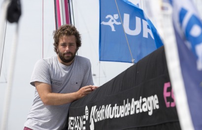 Pierre Rhimbault, skipper du Figaro Bretagne Credit Mutuel Espoir - Solitiare Urgo Le Figaro 2017 - Gijon le 08/06/2017