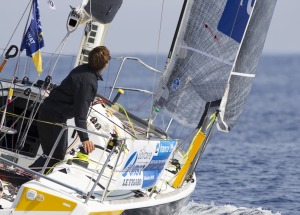 Sebastien Simon (Bretagne Credit Mutuel Performance) lors de la 2eme etape de la Solitaire Urgo Le Figaro 2017 entre Gijon et Co