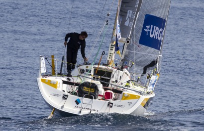 Sebastien Simon (Bretagne Credit Mutuel Performance) lors de la 2eme etape de la Solitaire Urgo Le Figaro 2017 entre Gijon et Co