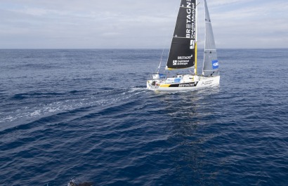 Sebastien Simon (Bretagne Credit Mutuel Performance) lors de la 2eme etape de la Solitaire Urgo Le Figaro 2017 entre Gijon et Co