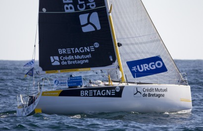 Sebastien Simon (Bretagne Credit Mutuel Performance) lors de la 2eme etape de la Solitaire Urgo Le Figaro 2017 entre Gijon et Co