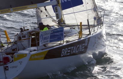 Sebastien Simon (Bretagne Credit Mutuel Performance) lors de la 2eme etape de la Solitaire Urgo Le Figaro 2017 entre Gijon et Co