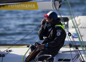 Sebastien Simon (Bretagne Credit Mutuel Performance) lors de la 2eme etape de la Solitaire Urgo Le Figaro 2017 entre Gijon et Co