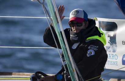 Sebastien Simon (Bretagne Credit Mutuel Performance) lors de la 2eme etape de la Solitaire Urgo Le Figaro 2017 entre Gijon et Co