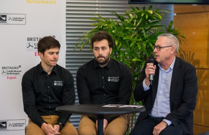 Sébastien Simon skipper du Figaro Bretagne Credit Mutuel Performance et Pierre Rhimbault skipper du Figaro Bretagne Credit Mutue