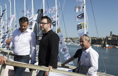 Loig Chesnais-Girard, President de la Region Bretagne sur le village de la Transat AG2R La Mondiale 2018 - Concarneau le 20/04/2