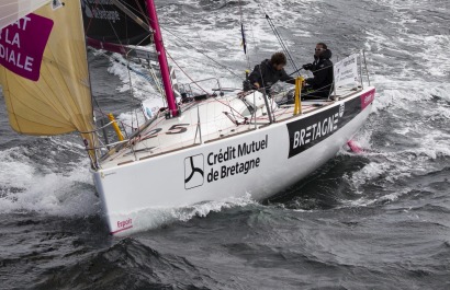 Pierre Rhimbault et Romain Attanasio a bord du Figaro Bretagne Credit Mutuel Performance - Transat AG2R La Mondiale 2018 - Conca