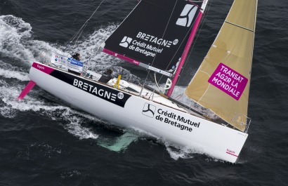 Pierre Rhimbault et Romain Attanasio a bord du Figaro Bretagne Credit Mutuel Performance - Transat AG2R La Mondiale 2018 - Conca