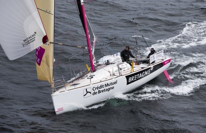 Pierre Rhimbault et Romain Attanasio a bord du Figaro Bretagne Credit Mutuel Performance - Transat AG2R La Mondiale 2018 - Conca