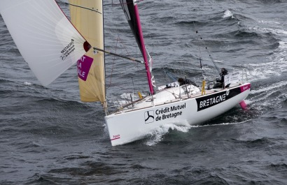 Pierre Rhimbault et Romain Attanasio a bord du Figaro Bretagne Credit Mutuel Performance - Transat AG2R La Mondiale 2018 - Conca