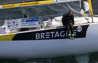 Sebastien Simon et Morgan Lagraviere a bord du Figaro Bretagne Credit Mutuel Performance - Transat AG2R La Mondiale 2018 - Conca